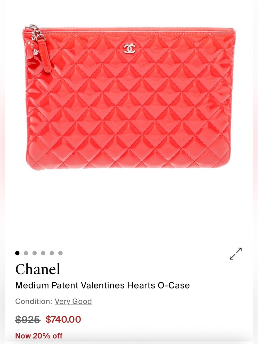 CHANEL Vintage Patent Leather Quilted Valentine Hearts Medium O-Case Clutch Bag